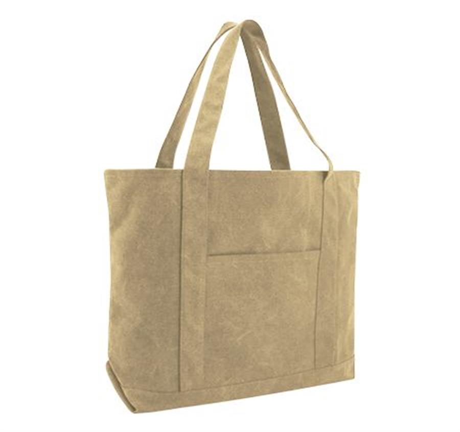 Cotton Canvas Pigment Dyed XL Resort Tote Bag - Khaki