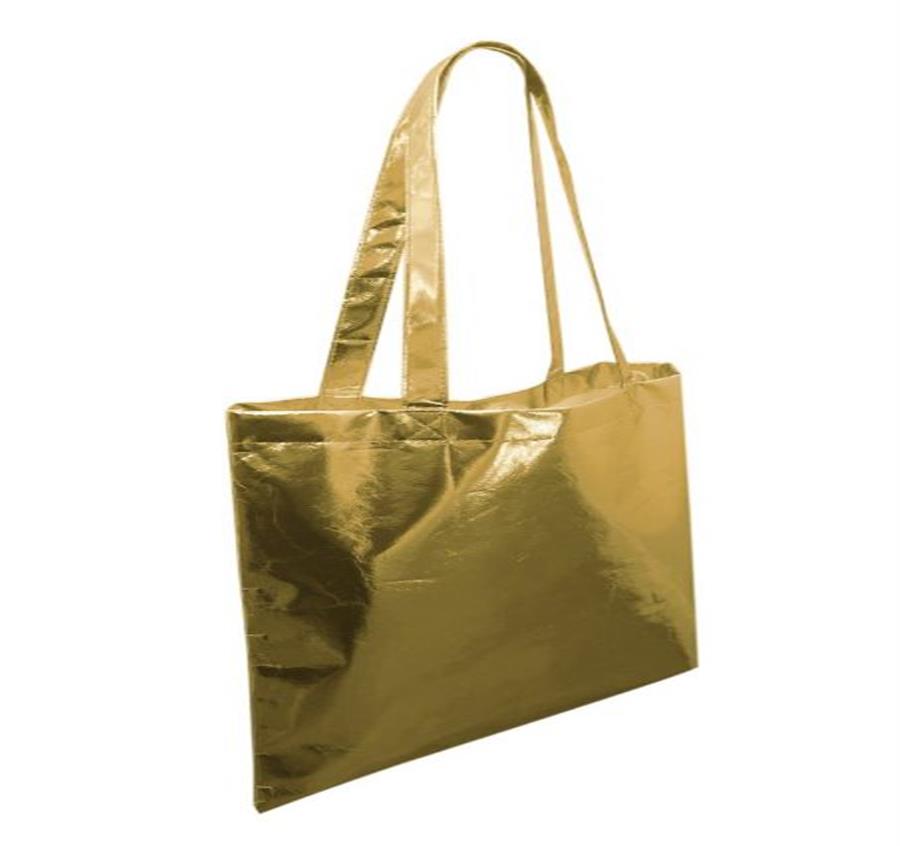Print Metallic Tote Bag - Gold