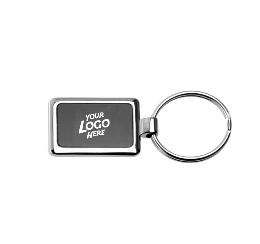 Square Black & Chrome Keychain