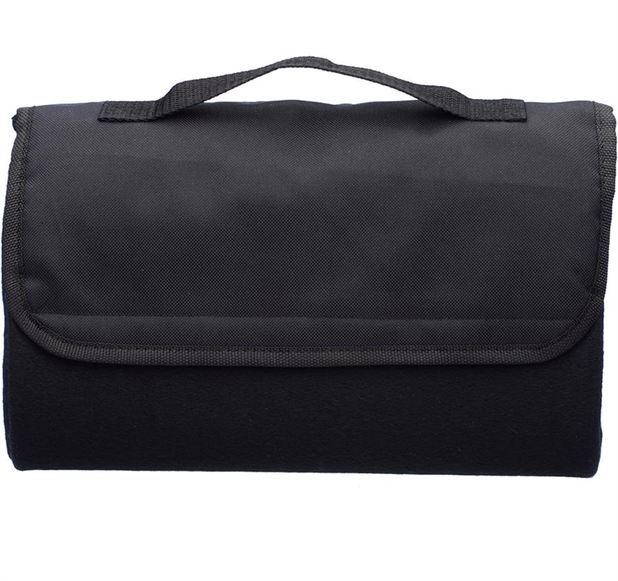Solid Colored Roll Up Picnic Blanket - Black