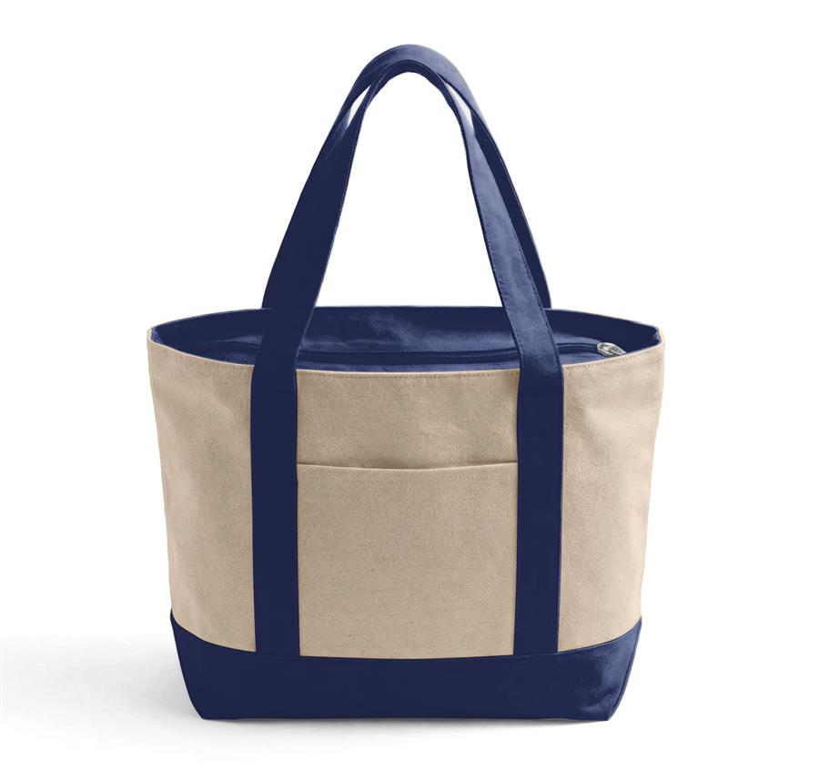 Iconic Large Zipper Shopping Bag - Navy