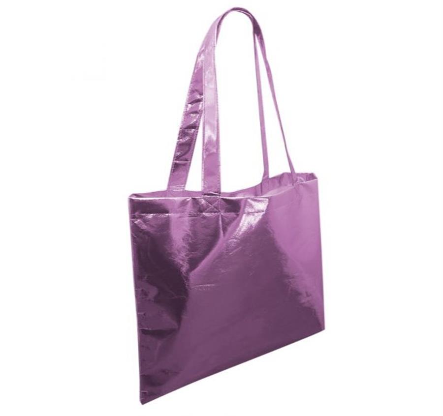 Print Metallic Tote Bag - pink