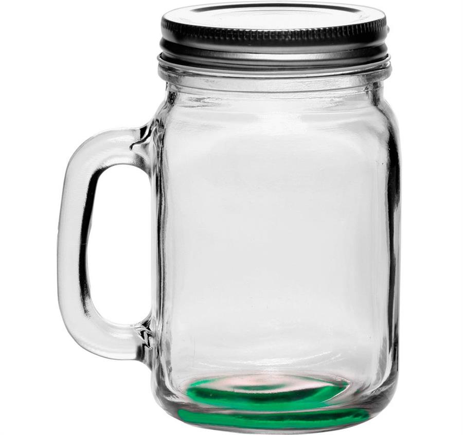 Libbey Handle Mason Jars with Lids - Green
