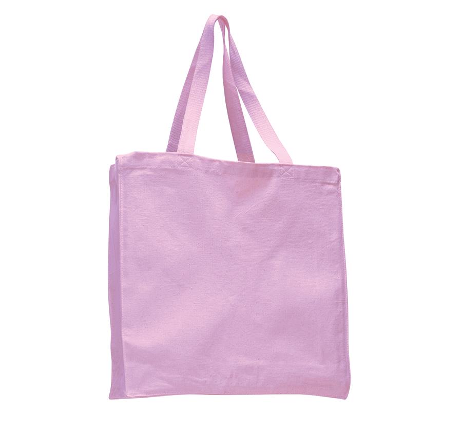 Cotton Canvas Gusset Tote - Light Pink