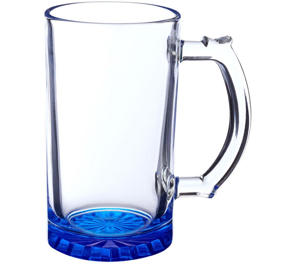 Glass Pint Beer Steins - 16 oz - Blue