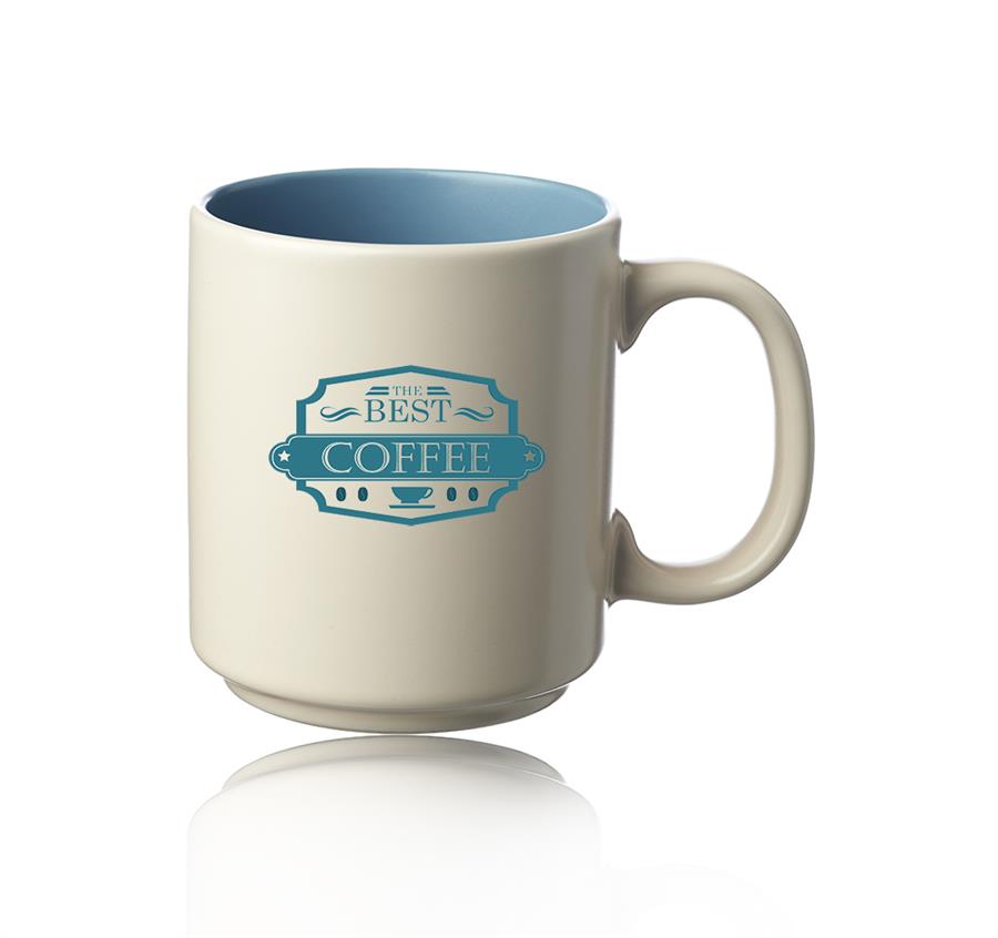 Santos Matte Two Tone Coffee Mugs 13oz. - Teal