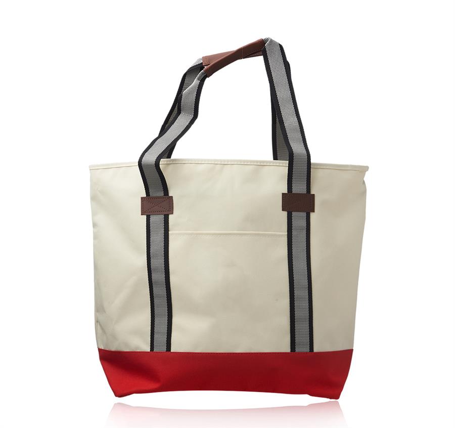 Large Sea Coast Polyester Tote Bags - Red