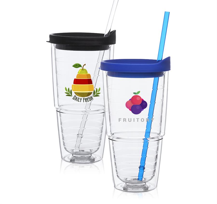 24 oz. Double Wall Solid Clear Acrylic Tumblers